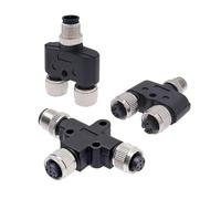 EVDHXG Connettore sensore M12 Spina di conversione Tubo a Tre Vie Impermeabile Maschio Femmina 4 5 8 Pin Connettori codice T Tipo A a Forma di Y(5T (1 Male 2 Female))