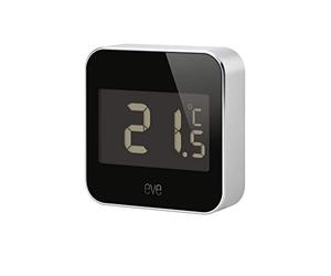 Eve Degree - Stazione meteo connessa per monitorare temperatura, umidità e pressione dell'aria, impermeabilità IPX3, display LCD, Bluetooth Low Energy, non richiede bridge, nero