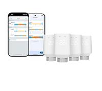 Eve Thermo (Matter, 5ª gen) Set of 4: valvola termostatica intelligente, nuovo design, controllo automatico della temperatura, richiede Amazon Alexa, Apple Home, necessario Thread Border Router