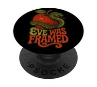 Eve Was - Serpente femminista con cornice, design retrò da giardino con mela PopSockets PopGrip Adesivo