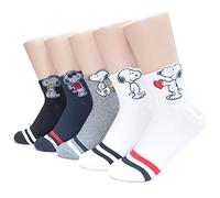 EVEI The Peanuts Snoopy Cartoon Movie Series - Calzini originali da donna, Snoopy18_5pairs, taglia unica