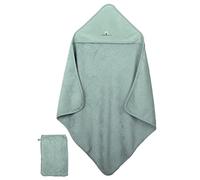 Eveil et Nature - Asciugamano con cappuccio e guanto da bagno, colore: verde acqua
