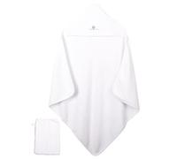 Eveil et Nature - Asciugamano con cappuccio, include anche guanto da bagno, colore: bianco
