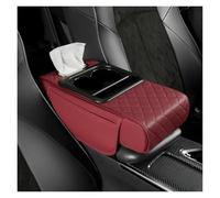 EVEKHAHHRB Cuscino per Bracciolo Auto con Tasca Porta Fazzoletti E Portabicchieri 7.5 Cm in Memory Foam Spesso Supporto per Gomito Bracciolo Centrale(Wine Red 4h1-1PC)