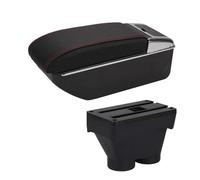 EVEKHAHHRB per Peugeot 208 2012-2018 2017 2016 2015 Bracciolo Auto Scatola Portaoggetti Portacenere Interni USB Accessori Retrofit Bracciolo Centrale(D1 Black Red No USB)