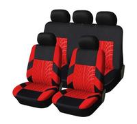 EVEKHAHHRB Set Coprisedili per Logan 2 per Sandero 2014-2019 Set di Coprisedili Auto Universali Adatti alla Maggior Parte Coperture con Dettagli sulle Tracce degli Pneumatici(Red-9PCS)