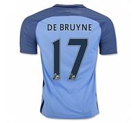 EVEKJSA-JERSEY 2016 2017 Manchester City FC 17 Kevin De Bruyne casa calcio maglia in blu per nuova stagione, Uomo, Blue, M