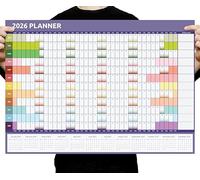 Evelay Agenda da parete 2026, formato A1 (84 cm x 59 cm), calendario annuale completo, per casa, ufficio, scuola, organizer arcobaleno, prodotto nel Regno Unito