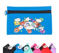 evelay Bingo Dabber - Custodia portaoggetti con divertente design a tema bingo, può contenere più penne e penne, custodia da viaggio leggera con cerniera a forma di numero fortunato, blu