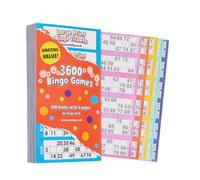 evelay Libri per bingo, 6 pagine, stampa grande, 3600 biglietti, multicolore, con codici di sicurezza, facili da strappare (100)