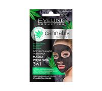 Eveline Cosmetics Cannabis Skin Care Maschera Viso Detossinante e Opacizzante al Carbone 3-in-1 con Bio-Canapa, Curcuma e Acidi AHA - 7ml