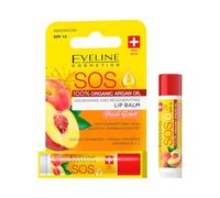 Eveline Cosmetics Eveline SOS Sorbetto alla Pesca Balsamo Labbra - Idratazione Intensa & Riparazione con Olio di Argan, Burro di Cacao & Protezione SPF 15