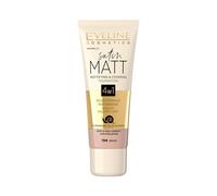 Eveline Cosmetics Fondotinta Satin Matt con Filtrato di Secrezione di Lumaca - Copertura Modulabile, Minimizzazione dei Pori, Complesso Idratante