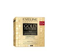 Eveline Cosmetics Gold Peptides Crema lifting rassodante 50+ con peptidi d'oro e tri-collagene - soluzione anti-invecchiamento per pelle matura - cura giorno e notte, 50 ml