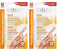 Eveline Cosmetics Hand & Nail Therapy SOS Maschera Professionale Mani Parafina - Trattamento Idratante e Rigenerante con Cera d'Api e Oxynex K (Confezione da 2)