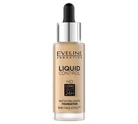 Eveline Cosmetics Liquid Control HD Fondotinta a Lunga Durata 24H - No 016 Vanilla Beige, Formula Leggera e Traspirante, Copertura Media, 32 ml