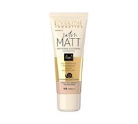 Eveline Cosmetics Fondotinta Satin Matt con Filtrato di Secrezione di Lumaca - Copertura Modulabile & Minimizzazione dei Pori - 30ml
