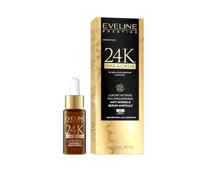 Eveline Cosmetics Prestige 24K Luxury Siero Multi-Nutriente Anti-Rughe con Oro Colloidale, Filtrato di Bava di Lumaca e Bakuchiol - 18ML