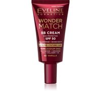 Eveline Cosmetics Wonder Match BB Cream SPF 50, crema giorno colorata per lucentezza satinata e idratazione, copertura costruibile con acido ialuronico, niacinamide e CICA