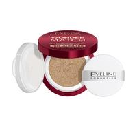 Eveline Cosmetics Wonder Match Cushion Foundation, fondotinta compatto per una copertura completa e una seconda pelle, finitura a lunga durata 16 ore, con niacinamide, vegano