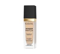 Eveline Cosmetics Wonder Match fondotinta adattivo, coprenza modulabile, finish satinato, formula oil-free con acido ialuronico, acqua termale ed estratto di açaí, 30 ml