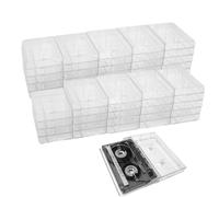 Evelots 50 Pack Cassette Tape Cases-Clear Plastic Storage-Audio-No Scr