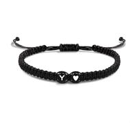 EVEMATE Bracciale con Lettera e cuore per coppie e amici - Iniziale A-Z nome - Braccialetto dell'amicizia intrecciato per donne, uomini e bambini (Y)