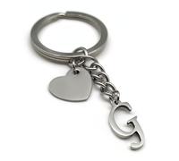 EVEMATE Portachiavi Lettera con cuore - Iniziale A-Z nome lettere - Ciondolo in acciaio inossidabile fatto a mano - Regalo partner fidanzato fidanzata (G)