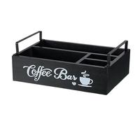 Evember Organizzatore per stazione di caffè, 10,4 x 30 x 19,8 cm Organizzatore per bar da caffè, supporto a 4 scomparti per zucchero e cucchiaio, tovagliolo a cialda, per ristorante, casa, ufficio