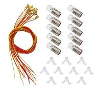 Evemodel 10 pezzi Lampadina a vite LED da 4,5 mm bianco caldo e supporto E5 E5.5 12V-14V E505WMT