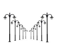 Evemodel 10 Pezzi Lanterne da Parco a LED per modellismo Ferroviario Lampade Luminose 60 mm 12-18V Calibro H0