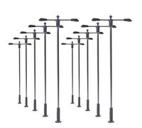 Evemodel 10pz Lampione A Singoli Testa Lampada da Giardino in Scala Ho per 1/87 Layout Modello Treni Bianco LED