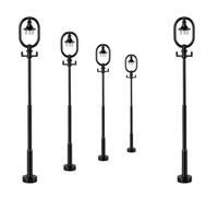 Evemodel 5 lanterne stradali a LED H0, scala 1:87, illuminazione per | Lanterne stradali a LED, bianco caldo, design classico, per modellismo, strade e diorami