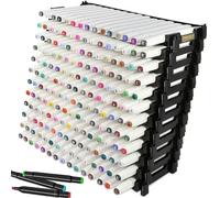 Evemodel Portapenne nero con scomparti 15 x 12 scomparti, per pennarelli artistici, casa, scuola, ufficio (nero, 12 pezzi)