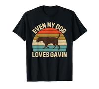 Even My Dog Loves Gavin Birthday First Name Chocolate Lab Maglietta