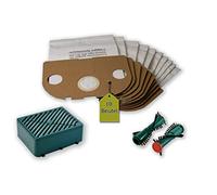 eVendix Set di filtri Adatto per Vorwerk Tiger/Kobold 251, 252: 20 Sacchetto per aspirapolvere + 1 Sistema di Filtro Attivo + 2 spazzole Rotonde ET 340, EB 350, 351 F (1 Paio)