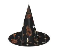 Evengigy Art Guitar Pattern stampa Halloween cappello divertente strega cappello pieghevole copricapo Cosplay Decor personalizzato 2 pezzi