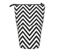 Evengigy Astuccio carino con stampa a zigzag a righe con cerniera supporto regolabile portapenne divertente borsa per il trucco