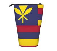 Evengigy Astuccio carino con stampa bandiera del Regno delle Hawaii con cerniera supporto regolabile portamatite divertente borsa per il trucco, Nero , Taglia unica, Organizer per borse