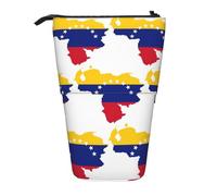 Evengigy Astuccio carino con stampa bandiera del Venezuela con cerniera supporto regolabile portapenne divertente borsa per il trucco