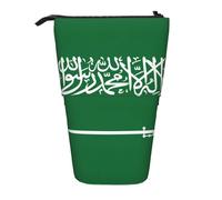Evengigy Astuccio carino con stampa bandiera dell'Arabia Saudita con cerniera supporto regolabile portamatite divertente borsa per il trucco, Nero , Taglia unica, Organizer per borse