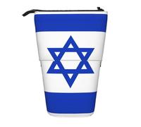 Evengigy Astuccio carino con stampa bandiera israeliana con cerniera supporto regolabile portamatite divertente borsa trucco, Nero , Taglia unica, Organizer per borse