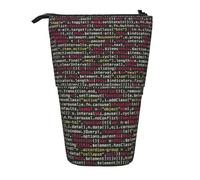 Evengigy Astuccio carino con stampa codice programmatore con cerniera supporto regolabile portapenne divertente borsa trucco, Nero , Taglia unica, Organizer per borse