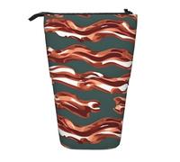 Evengigy Astuccio carino con stampa con motivo bacon con cerniera supporto regolabile portapenne divertente borsa per il trucco