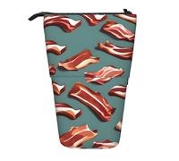 Evengigy Astuccio carino con stampa con motivo bacon con cerniera supporto regolabile portapenne divertente borsa per il trucco