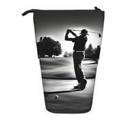 Evengigy Astuccio carino con stampa di golf in bianco e nero con cerniera supporto regolabile portamatite divertente borsa trucco