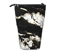 Evengigy Astuccio carino con stampa in marmo bianco e nero con cerniera supporto regolabile portapenne divertente borsa per il trucco