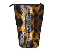 Evengigy Astuccio carino con stampa serpente giallo con cerniera supporto regolabile portamatite divertente borsa trucco, Nero , Taglia unica, Organizer per borse