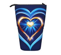 Evengigy Astuccio con stampa a cuore blu cielo carino con cerniera supporto regolabile portamatite divertente borsa trucco