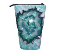 Evengigy Astuccio con stampa di agata color foglia di tè, con cerniera e supporto regolabile, divertente astuccio per il trucco, Nero , Taglia unica, Organizer per borse